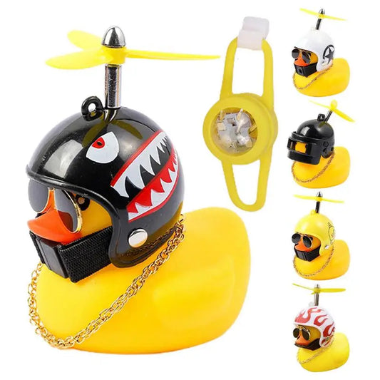 Car Duck With Helmet Broken Wind Pendant Small Yellow Duck Road Bike Motor Helmet Riding Cycling Accessories Without Lights