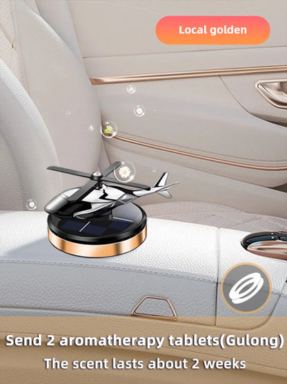 Car air freshener with solar rotating, airplane model home version perfume decoration/odor purification, gold