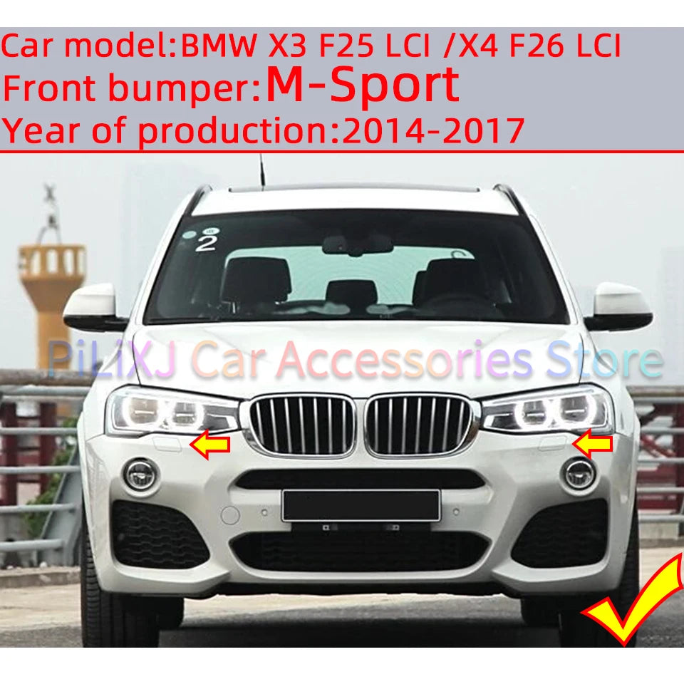 Car Accessories Front Bumper Headlight Washer Cover Cap For BMW X3 X4 F25 F26 LCI M-Sport 2014 2015 2016 2017 Painted Trim Shell