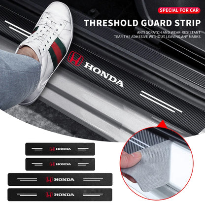 4PCS Carbon Fiber Car Door Threshold Plate Stickers For Honda Civic Accord Fit CRV Jazz Odyssey Insight Legend HRV Accessories