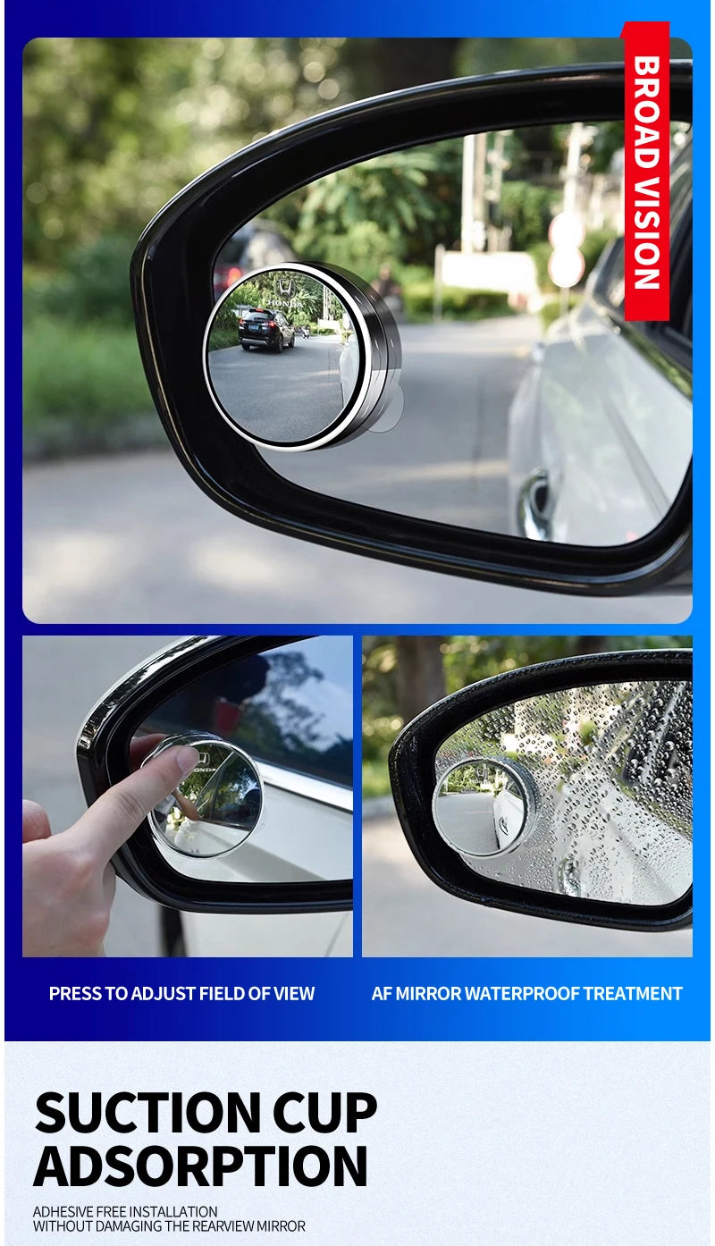 2pc Car Round Frame Blind Spot Mirrors For Honda Civic Fit Jazz Accord CRV HRV City Odyssey Passport Pilot Vezel Insight Prelude