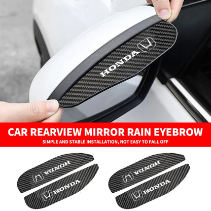 2PCS Carbon Fiber Car Rearview Mirror Rain Eyebrow Visor For Honda Civic Fit Jazz Accord Pilot CRV Odyssey Passport Accessories