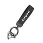 Leather Carbon Fiber Car Ring Keychain Trinket Zinc Alloy Keyrings Rotate 360 Degrees For Honda Civic 8Th 10Th Gen Accessories