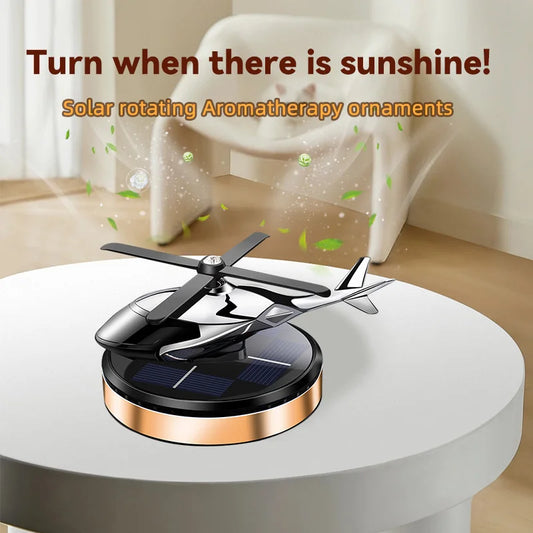 Car air freshener with solar rotating, airplane model home version perfume decoration/odor purification, gold