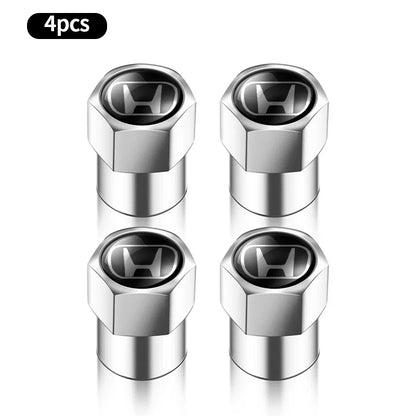 4Pc Car Tire Valve caps Emblem metal Cap Case For Honda Civci FIT CRV Accord Jazz HRV Dio Stepwgn Prelude Odyssey City CRX Pilot