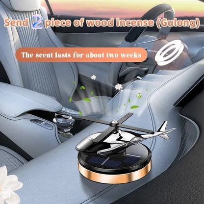 Car air freshener with solar rotating, airplane model home version perfume decoration/odor purification, gold