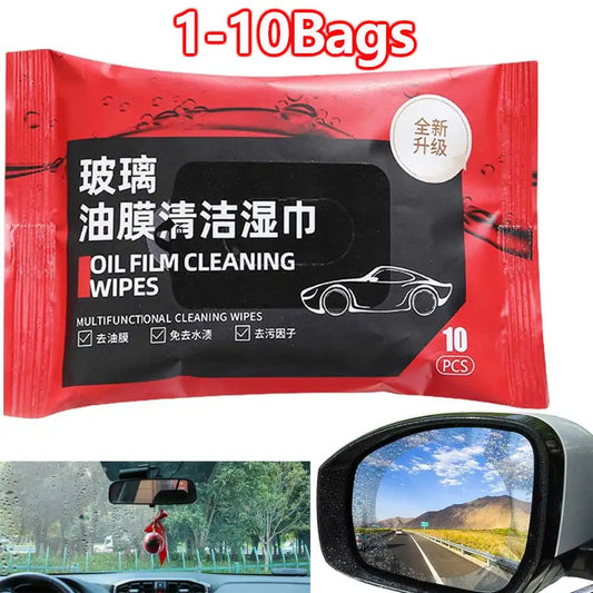 10-100Pcs Car Glass Oil Film Removal Wipes Oil Film Cleaning Wipes Car Oil Stain Cleaner Vehicle Window Powerful Decontamination