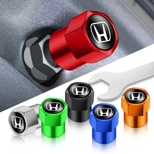 4Pc Car Tire Valve caps Emblem metal Cap Case For Honda Civci FIT CRV Accord Jazz HRV Dio Stepwgn Prelude Odyssey City CRX Pilot