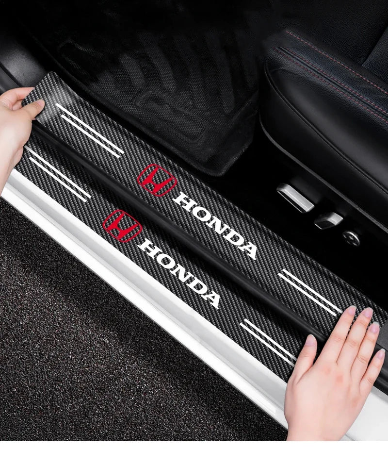 4PCS Carbon Fiber Car Door Threshold Plate Stickers For Honda Civic Accord Fit CRV Jazz Odyssey Insight Legend HRV Accessories